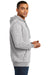 District DM391 Mens Fleece Hooded Sweatshirt Hoodie Heather Grey Model Side