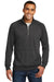 District DM392 Mens Fleece 1/4 Zip Sweatshirt Heather Black Model Front