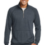 District Mens Fleece 1/4 Zip Sweatshirt w/ Pouch Pocket - Heather Navy Blue