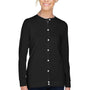 Devon & Jones Womens Perfect Fit Ribbon Cardigan Sweater - Black