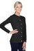 Devon & Jones DP181W Womens Perfect Fit Ribbon Cardigan Sweater Black Model 3q