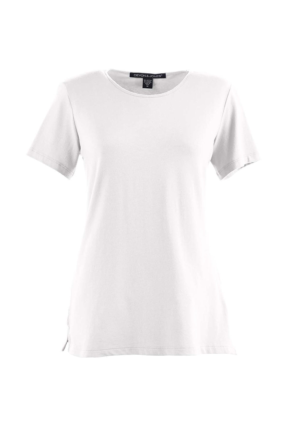 Devon & Jones DP182W Womens Perfect Fit Short Sleeve Crewneck T-Shirt White Flat Front