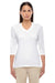 Devon & Jones DP184W Womens Perfect Fit 3/4 Sleeve V-Neck T-Shirt White Model Front