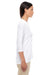 Devon & Jones DP184W Womens Perfect Fit 3/4 Sleeve V-Neck T-Shirt White Model Side