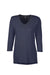 Devon & Jones DP184W Womens Perfect Fit 3/4 Sleeve V-Neck T-Shirt Navy Blue Flat Front