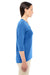 Devon & Jones DP184W Womens Perfect Fit 3/4 Sleeve V-Neck T-Shirt French Blue Model Side