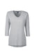 Devon & Jones DP184W Womens Perfect Fit 3/4 Sleeve V-Neck T-Shirt Heather Grey Flat Front