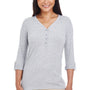 Devon & Jones Womens Perfect Fit Long Sleeve V-Neck T-Shirt - Heather Grey