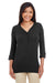 Devon & Jones DP186W Womens Perfect Fit Long Sleeve V-Neck T-Shirt Black Model Front