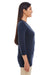 Devon & Jones DP186W Womens Perfect Fit Long Sleeve V-Neck T-Shirt Navy Blue Model Side