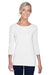 Devon & Jones DP192W Womens Perfect Fit 3/4 Sleeve Wide Neck T-Shirt White Model Front