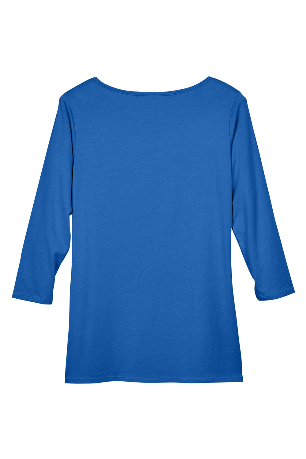 Devon & Jones DP192W Womens Perfect Fit 3/4 Sleeve Wide Neck T-Shirt French Blue Flat Back