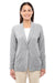 Devon & Jones DP462W Womens Perfect Fit Cardigan Sweater Heather Grey Model Front