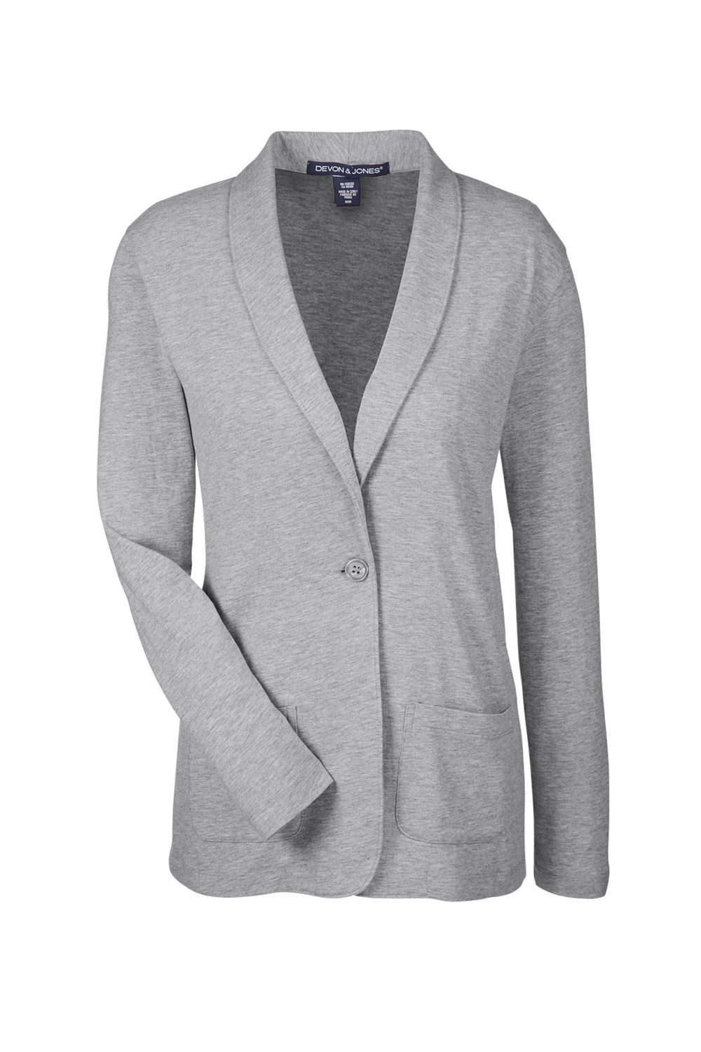 Devon & Jones DP462W Womens Perfect Fit Cardigan Sweater Heather Grey Flat Front