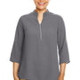 Devon & Jones Womens Perfect Fit Short Sleeve 1/4 Zip Crepe Tunic - Graphite Grey