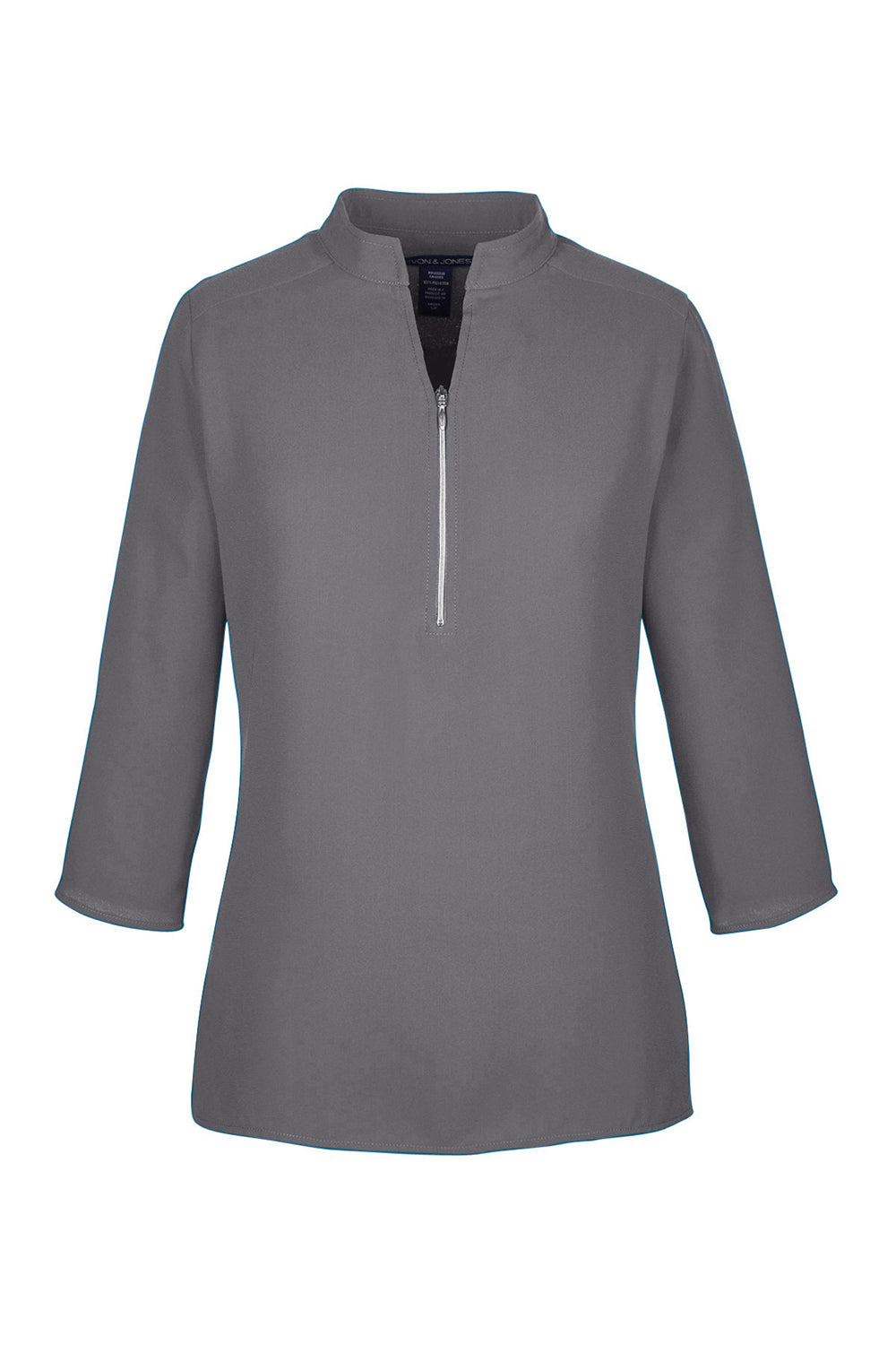 Devon & Jones DP611W Womens Perfect Fit Short Sleeve 1/4 Zip Crepe Tunic Graphite Grey Flat Front