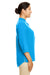 Devon & Jones DP611W Womens Perfect Fit Short Sleeve 1/4 Zip Crepe Tunic Ocean Blue Model Side