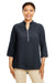 Devon & Jones DP611W Womens Perfect Fit Short Sleeve 1/4 Zip Crepe Tunic Black Model Front