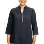 Devon & Jones Womens Perfect Fit Short Sleeve 1/4 Zip Crepe Tunic - Black