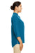 Devon & Jones DP611W Womens Perfect Fit Short Sleeve 1/4 Zip Crepe Tunic Dark Teal Blue Model Side