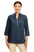 Devon & Jones DP611W Womens Perfect Fit Short Sleeve 1/4 Zip Crepe Tunic Navy Blue Model Front