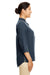 Devon & Jones DP611W Womens Perfect Fit Short Sleeve 1/4 Zip Crepe Tunic Navy Blue Model Side