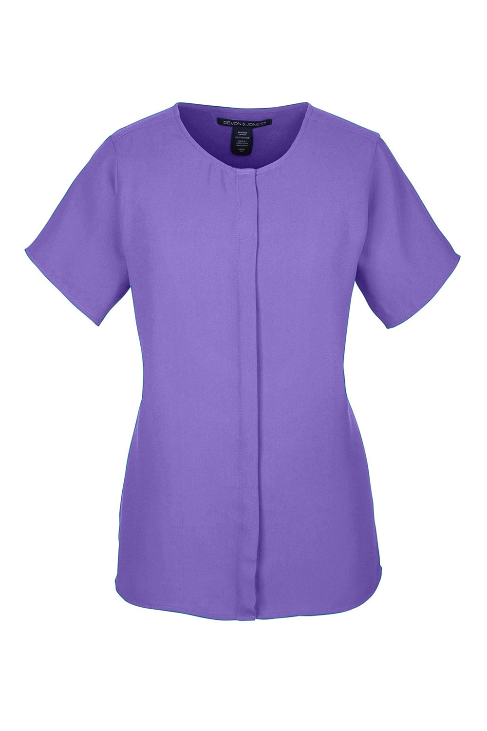 Devon & Jones DP612W Womens Perfect Fit Short Sleeve Blouse Grape Purple Flat Front