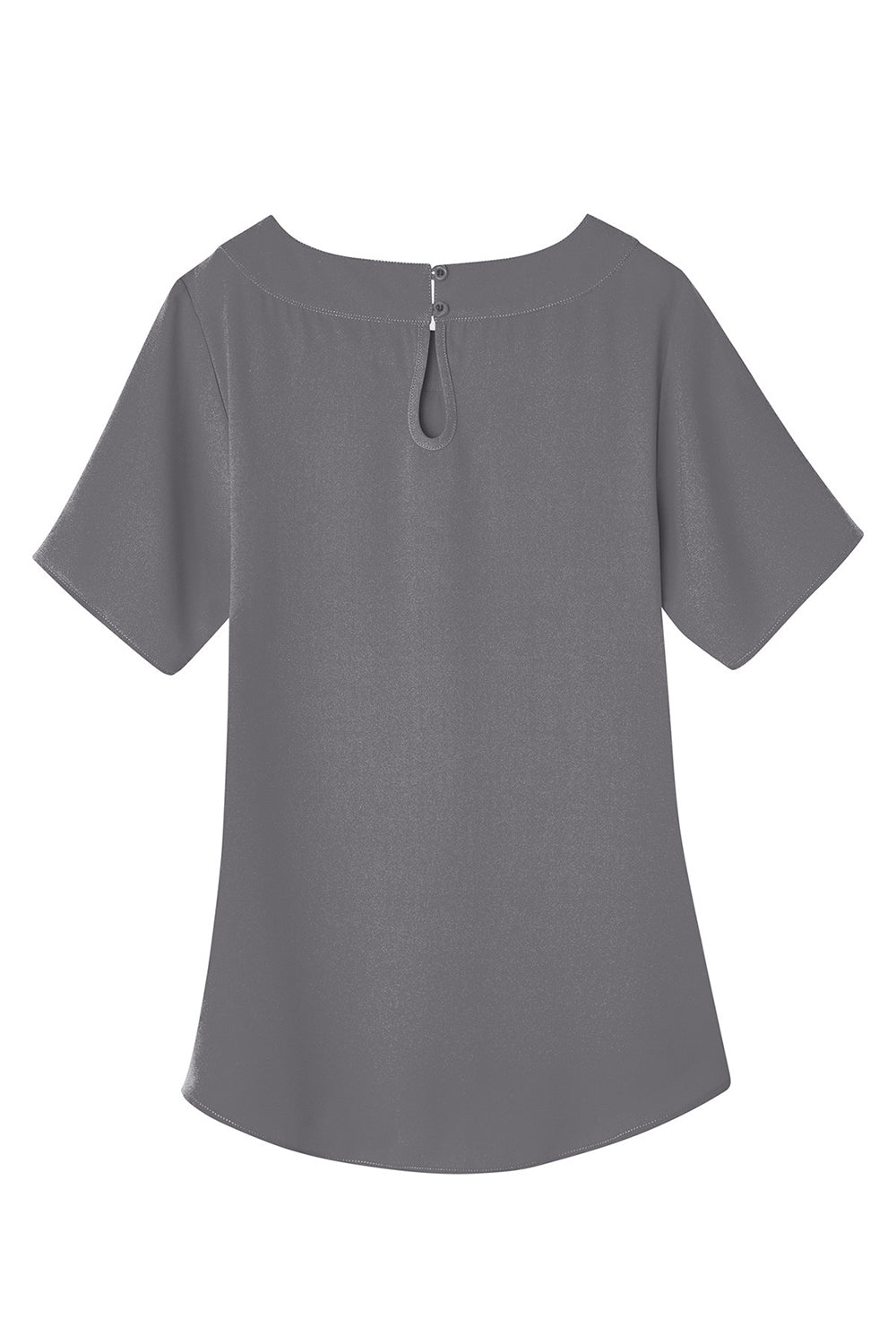 Devon & Jones DP613W Womens Perfect Fit Boat Neck Short Sleeve Blouse Graphite Grey Flat Back