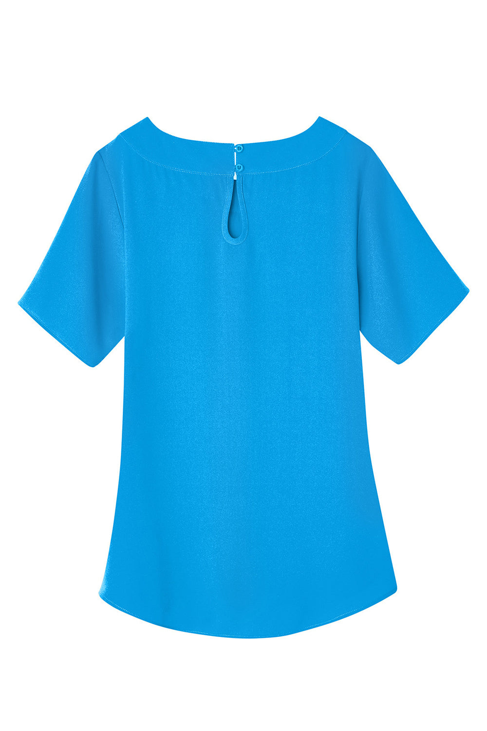 Devon & Jones DP613W Womens Perfect Fit Boat Neck Short Sleeve Blouse Ocean Blue Flat Back