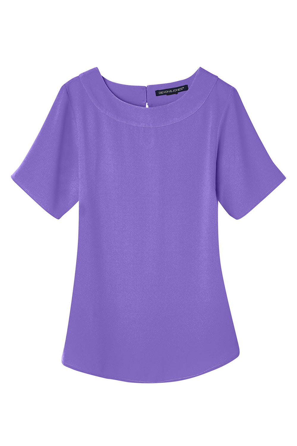 Devon & Jones DP613W Womens Perfect Fit Boat Neck Short Sleeve Blouse Grape Purple Flat Front