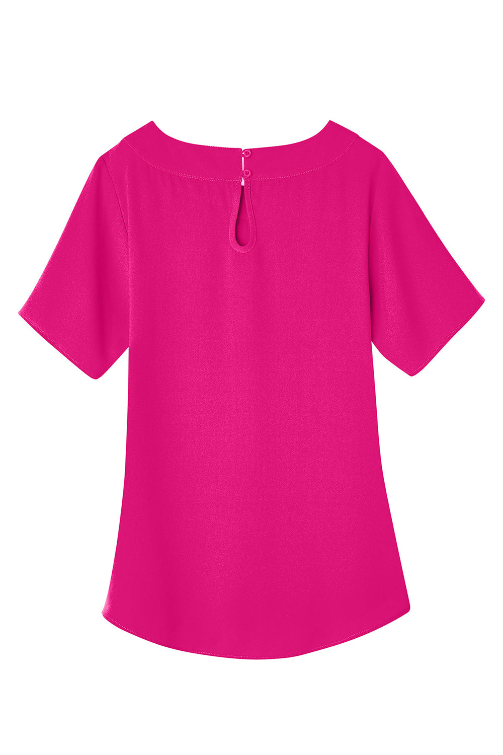 Devon & Jones DP613W Womens Perfect Fit Boat Neck Short Sleeve Blouse Crown Raspberry Pink Flat Back