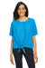 Devon & Jones DP617W Womens Perfect Fit Tie Front Short Sleeve Blouse Ocean Blue Model Front