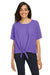 Devon & Jones DP617W Womens Perfect Fit Tie Front Short Sleeve Blouse Grape Purple Model Front