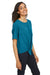 Devon & Jones DP617W Womens Perfect Fit Tie Front Short Sleeve Blouse Dark Teal Blue Model 3q