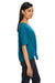 Devon & Jones DP617W Womens Perfect Fit Tie Front Short Sleeve Blouse Dark Teal Blue Model Side