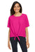 Devon & Jones DP617W Womens Perfect Fit Tie Front Short Sleeve Blouse Crown Raspberry Pink Model Front