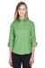 Devon & Jones DP625W Womens Perfect Fit 3/4 Sleeve Button Down Shirt Lime Green Model Front