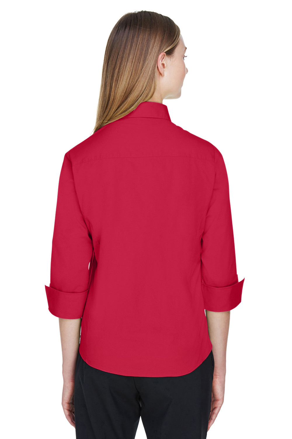 Devon & Jones DP625W Womens Perfect Fit 3/4 Sleeve Button Down Shirt Red Model Back