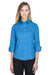 Devon & Jones DP625W Womens Perfect Fit 3/4 Sleeve Button Down Shirt French Blue Model Front