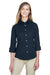 Devon & Jones DP625W Womens Perfect Fit 3/4 Sleeve Button Down Shirt Navy Blue Model Front