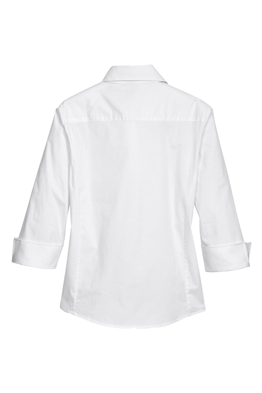 Devon & Jones DP625W Womens Perfect Fit 3/4 Sleeve Button Down Shirt White Flat Back