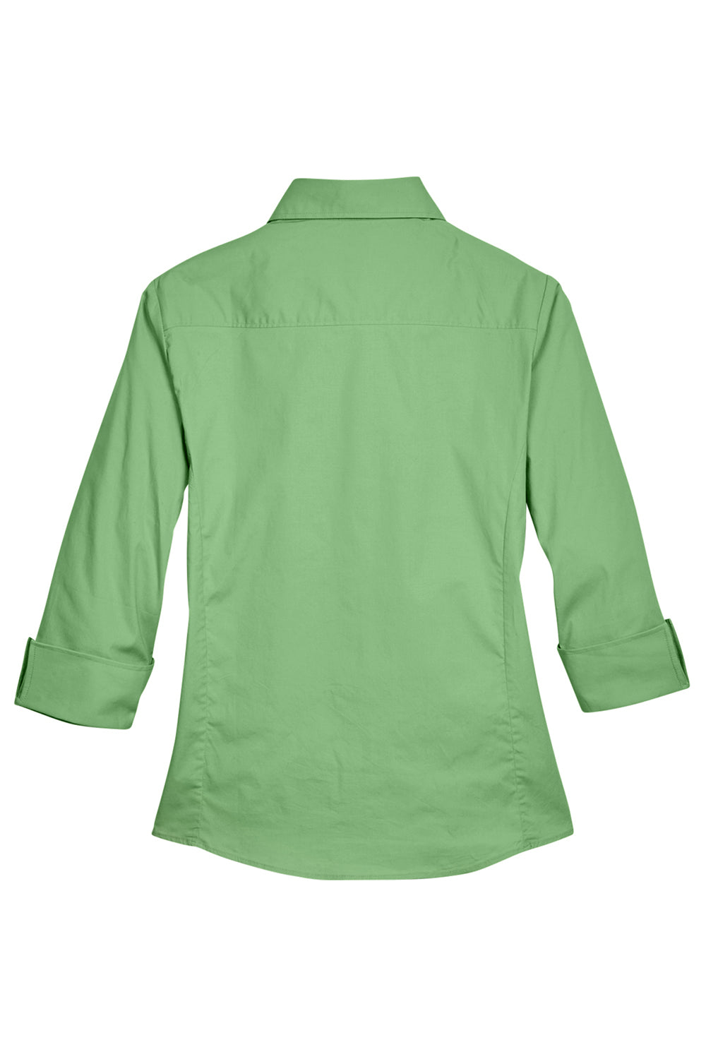 Devon & Jones DP625W Womens Perfect Fit 3/4 Sleeve Button Down Shirt Lime Green Flat Back