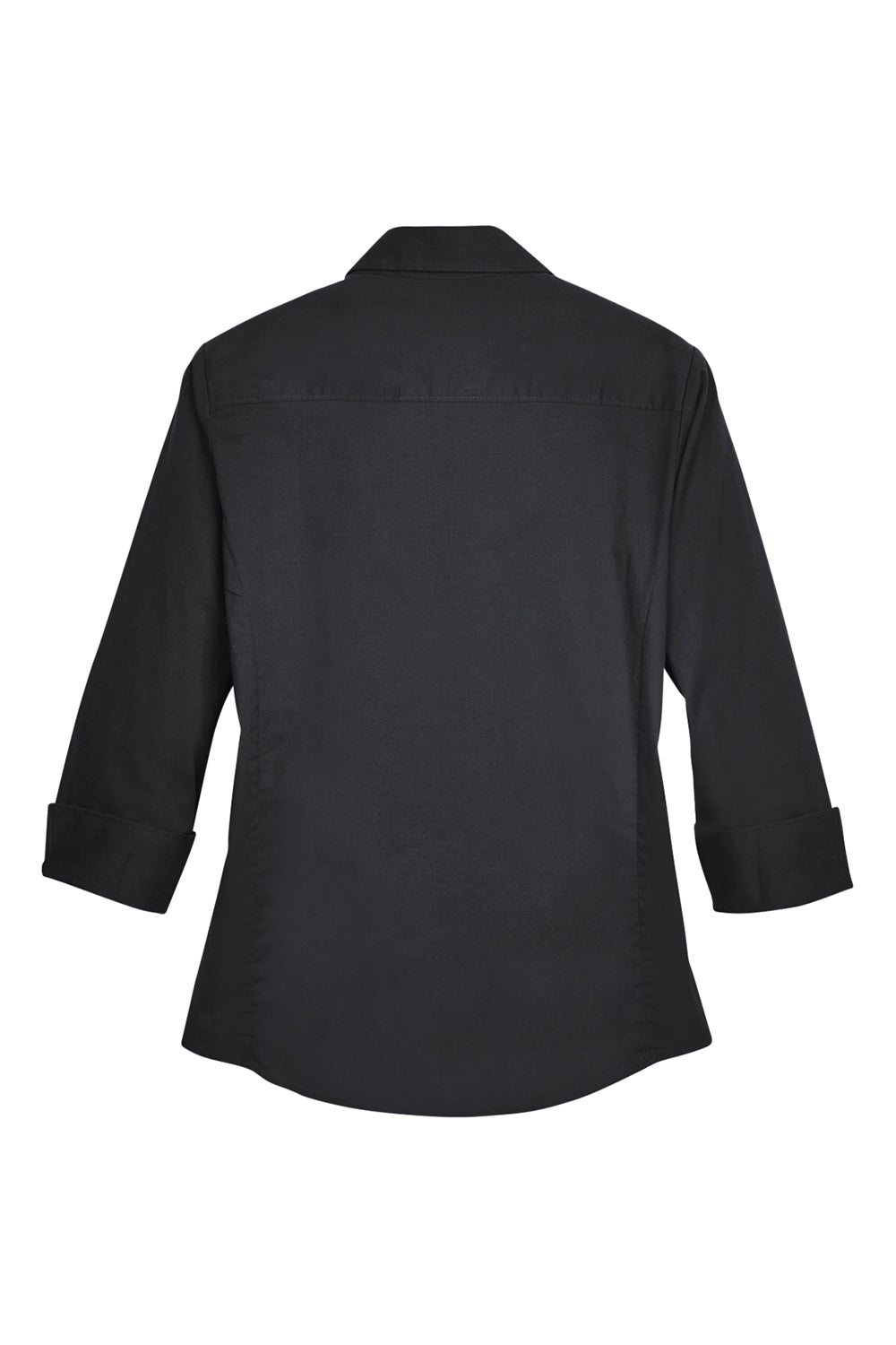 Devon & Jones DP625W Womens Perfect Fit 3/4 Sleeve Button Down Shirt Black Flat Back