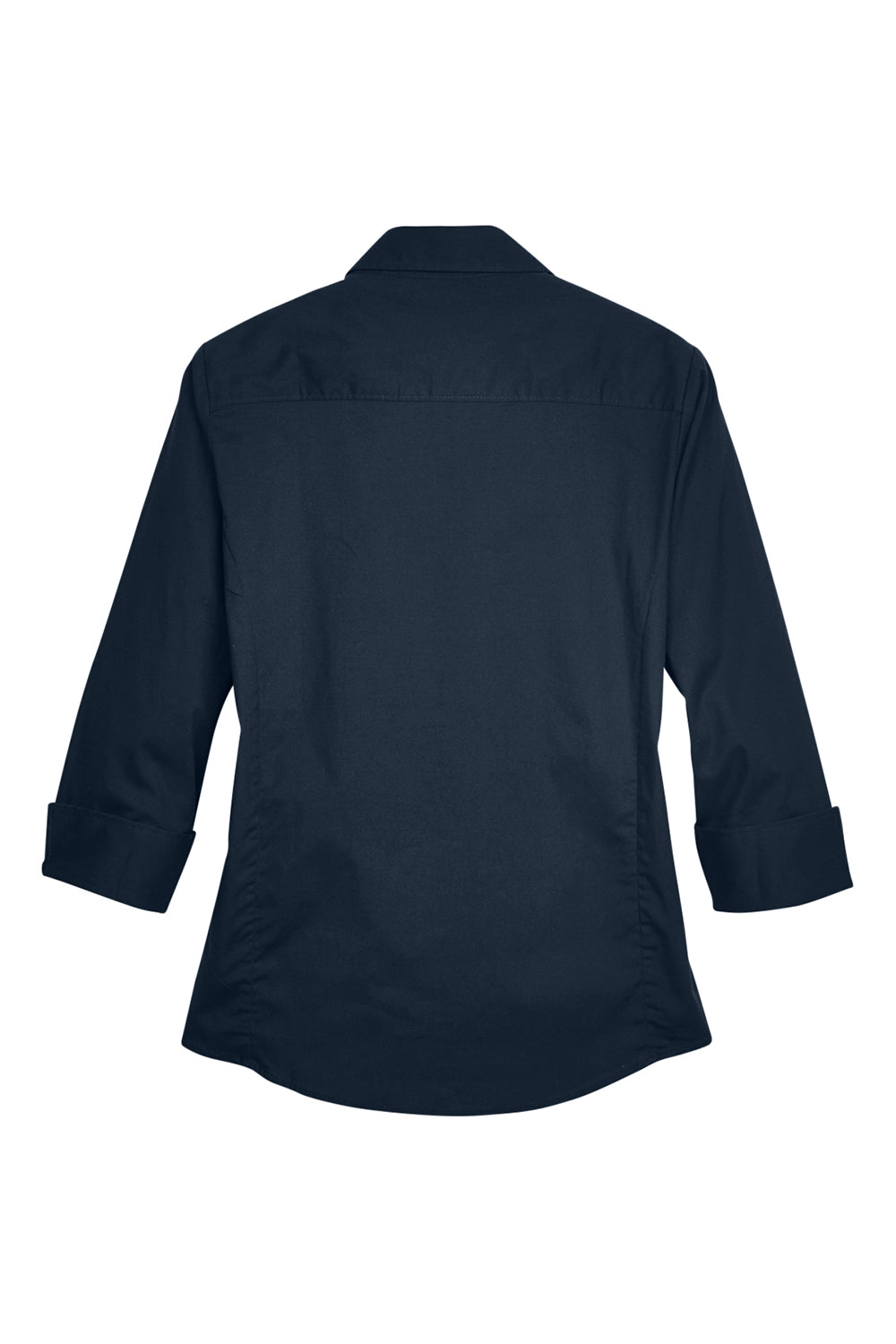 Devon & Jones DP625W Womens Perfect Fit 3/4 Sleeve Button Down Shirt Navy Blue Flat Back