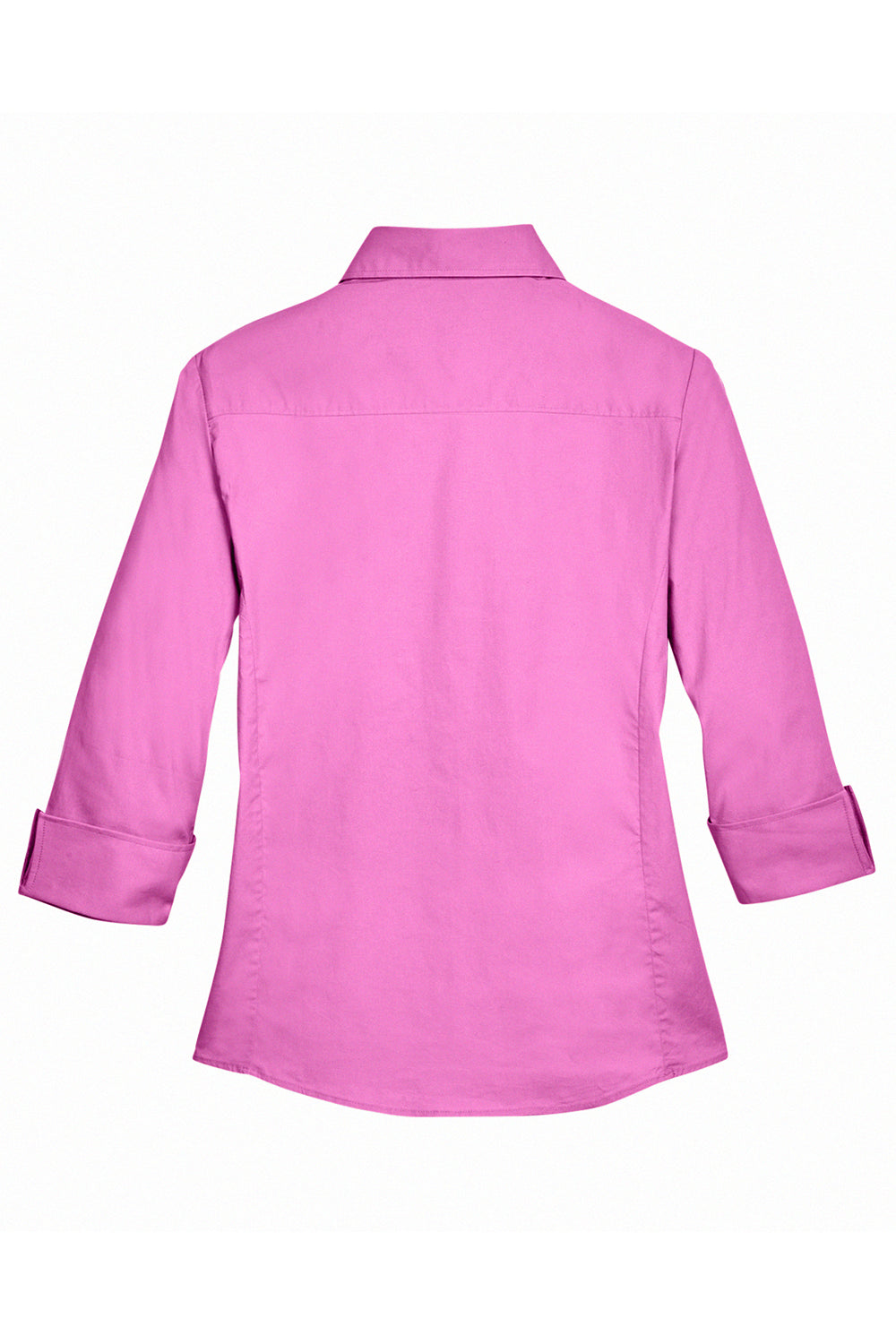 Devon & Jones DP625W Womens Perfect Fit 3/4 Sleeve Button Down Shirt Charity Pink Flat Back