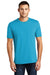 District DT104 Mens Perfect Weight Short Sleeve Crewneck T-Shirt Bright Turquoise Blue Model Front