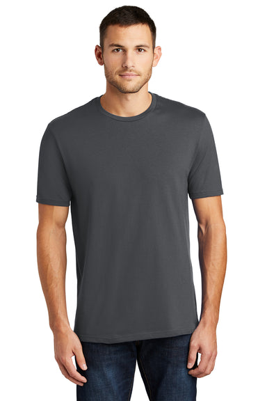 District DT104 Mens Perfect Weight Short Sleeve Crewneck T-Shirt Charcoal Grey Model Front