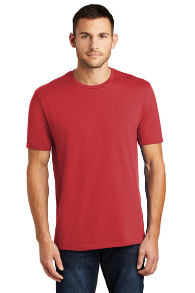 District DT104 Mens Perfect Weight Short Sleeve Crewneck T-Shirt Classic Red Model Front