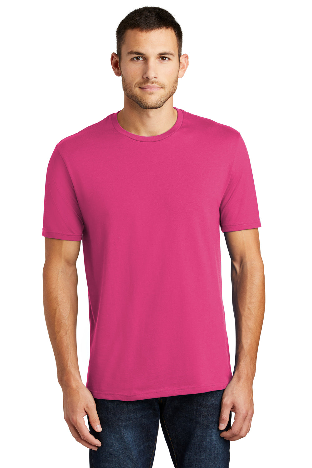 District Mens Perfect Weight Short Sleeve Crewneck T Shirt Dark Fuchsia Pink