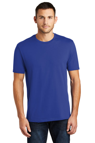 District DT104 Mens Perfect Weight Short Sleeve Crewneck T-Shirt Deep Royal Blue Model Front